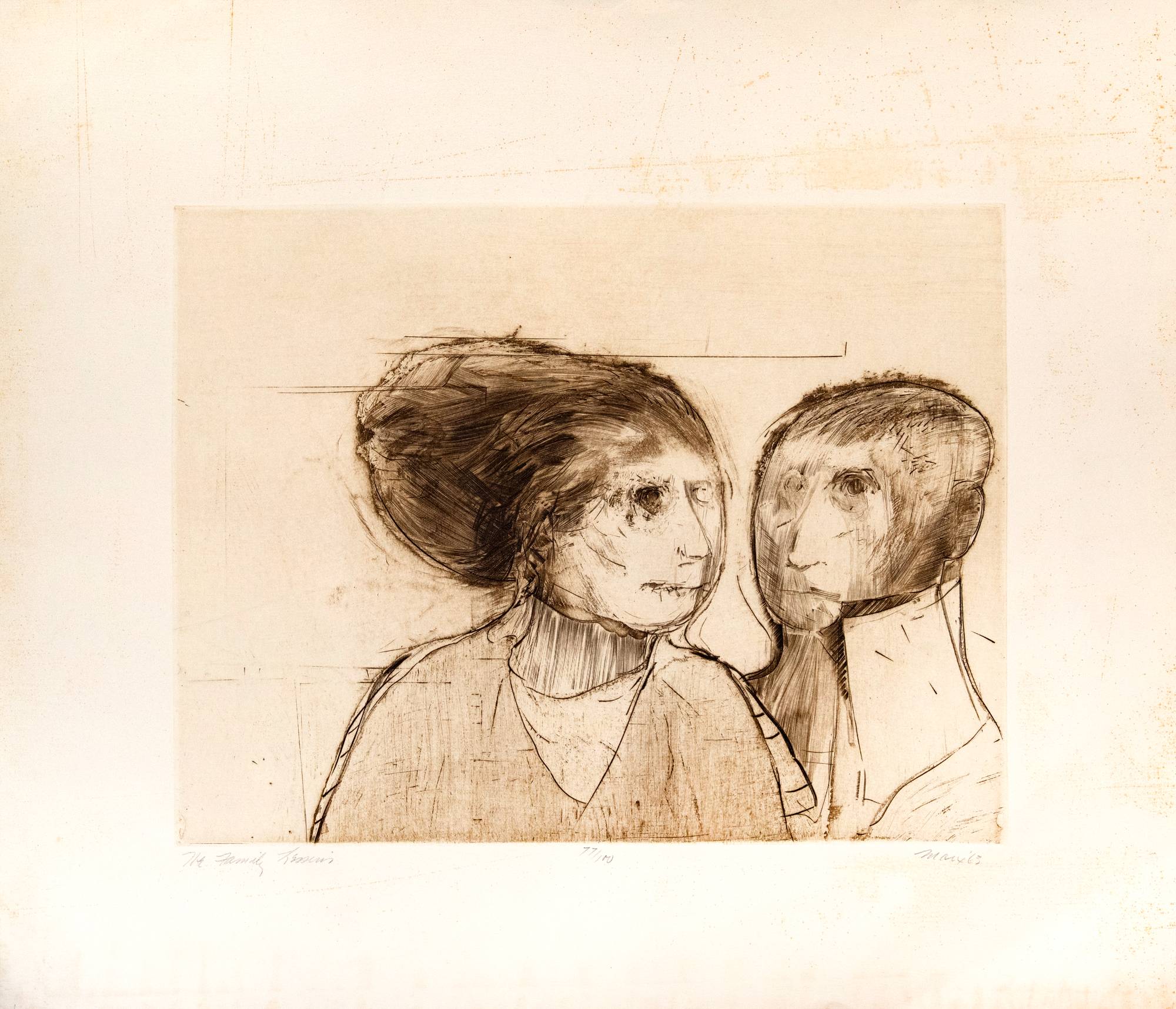 engraving of two people's heads
